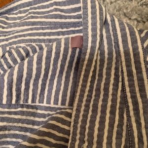 Blue and white stripped button down shirt